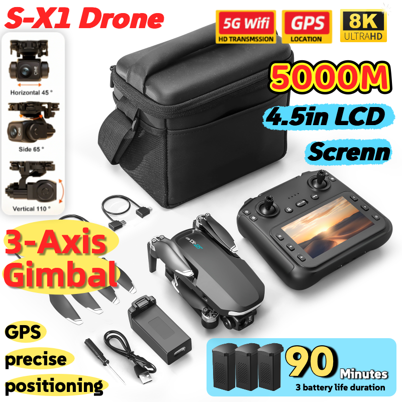 Drone Thermal Imaging - S-X1 MAX GPS Drone with 3-Axis
